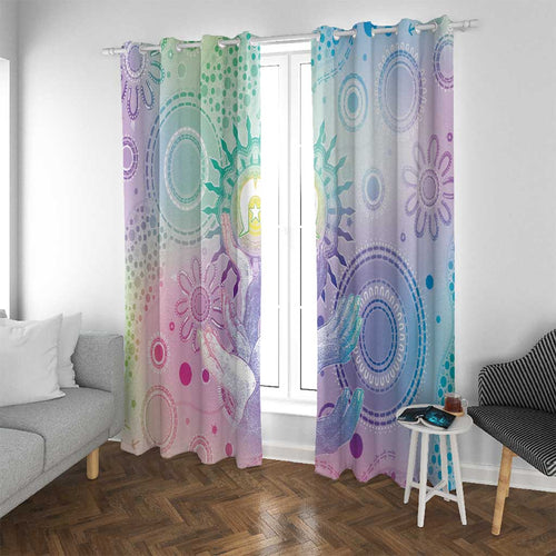 Aussie NAIDOC Week Window Curtain Pastel Aboriginal Dot Art