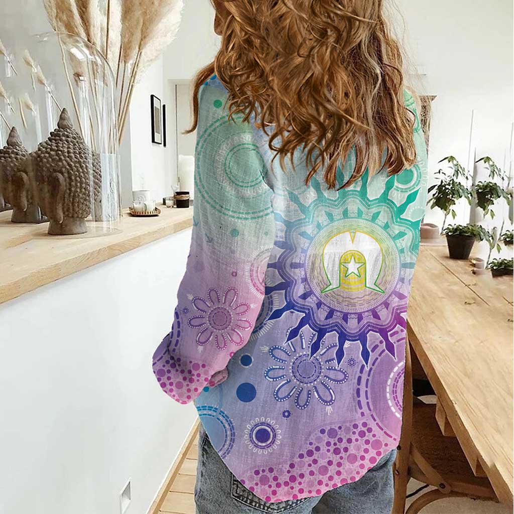 Aussie NAIDOC Week Women Casual Shirt Pastel Aboriginal Dot Art