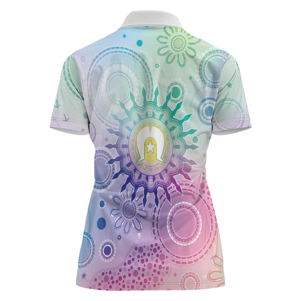 Aussie NAIDOC Week Women Polo Shirt Pastel Aboriginal Dot Art