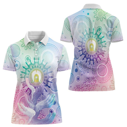 Aussie NAIDOC Week Women Polo Shirt Pastel Aboriginal Dot Art