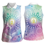 Aussie NAIDOC Week Women Sleeveless Polo Shirt Pastel Aboriginal Dot Art