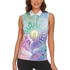 Aussie NAIDOC Week Women Sleeveless Polo Shirt Pastel Aboriginal Dot Art