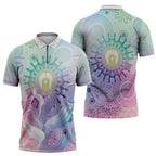 Aussie NAIDOC Week Zipper Polo Shirt Pastel Aboriginal Dot Art