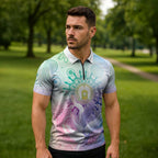 Aussie NAIDOC Week Zipper Polo Shirt Pastel Aboriginal Dot Art