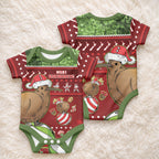 New Zealand Kiwi Christmas Baby Onesie Paua Shell Glitter Green