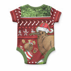 New Zealand Kiwi Christmas Baby Onesie Paua Shell Glitter Green