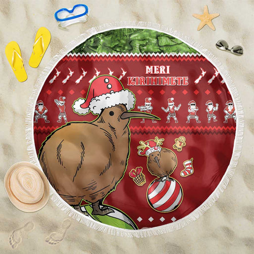 New Zealand Kiwi Christmas Beach Blanket Paua Shell Glitter Green