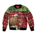 New Zealand Kiwi Christmas Bomber Jacket Paua Shell Glitter Green