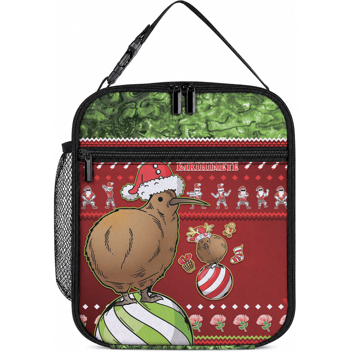 New Zealand Kiwi Christmas Lunch Bag Paua Shell Glitter Green
