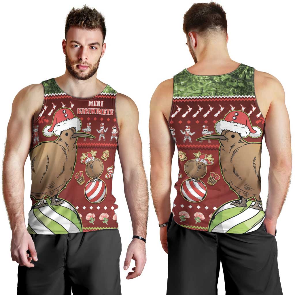 New Zealand Kiwi Christmas Men Tank Top Paua Shell Glitter Green