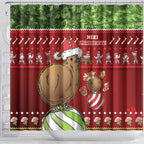 New Zealand Kiwi Christmas Shower Curtain Paua Shell Glitter Green