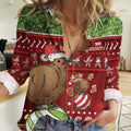 New Zealand Kiwi Christmas Women Casual Shirt Paua Shell Glitter Green