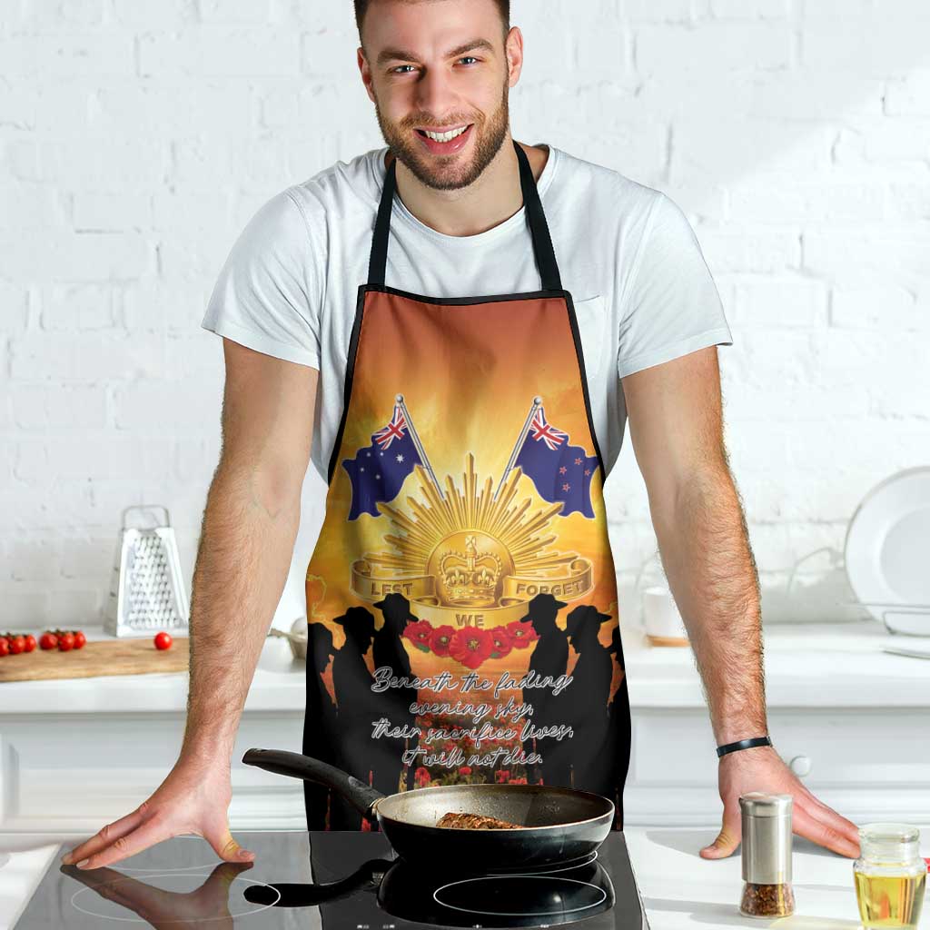 ANZAC Day Apron Remembrance Tribute Soldiers And Poppy Field