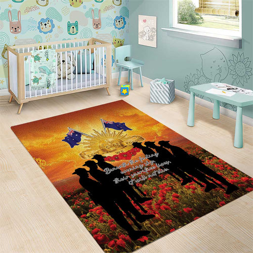 ANZAC Day Area Rug Remembrance Tribute Soldiers And Poppy Field