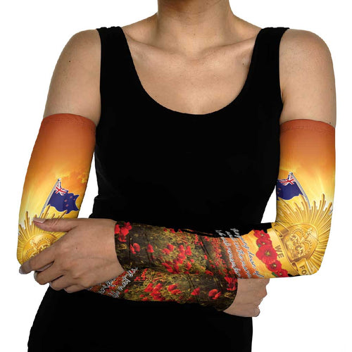 ANZAC Day Arm Sleeves Remembrance Tribute Soldiers And Poppy Field