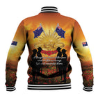ANZAC Day Baseball Jacket Remembrance Tribute Soldiers And Poppy Field