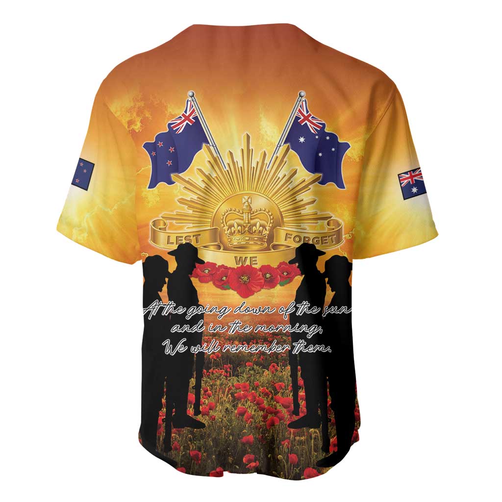 ANZAC Day Baseball Jersey Remembrance Tribute Soldiers And Poppy Field