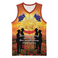 ANZAC Day Basketball Jersey Remembrance Tribute Soldiers And Poppy Field