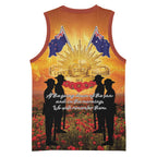 ANZAC Day Basketball Jersey Remembrance Tribute Soldiers And Poppy Field