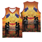 ANZAC Day Basketball Jersey Remembrance Tribute Soldiers And Poppy Field