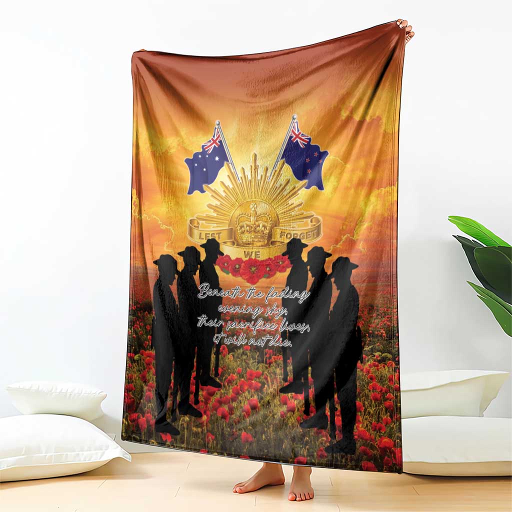 ANZAC Day Blanket Remembrance Tribute Soldiers And Poppy Field