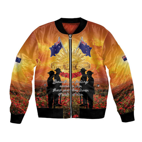 ANZAC Day Bomber Jacket Remembrance Tribute Soldiers And Poppy Field