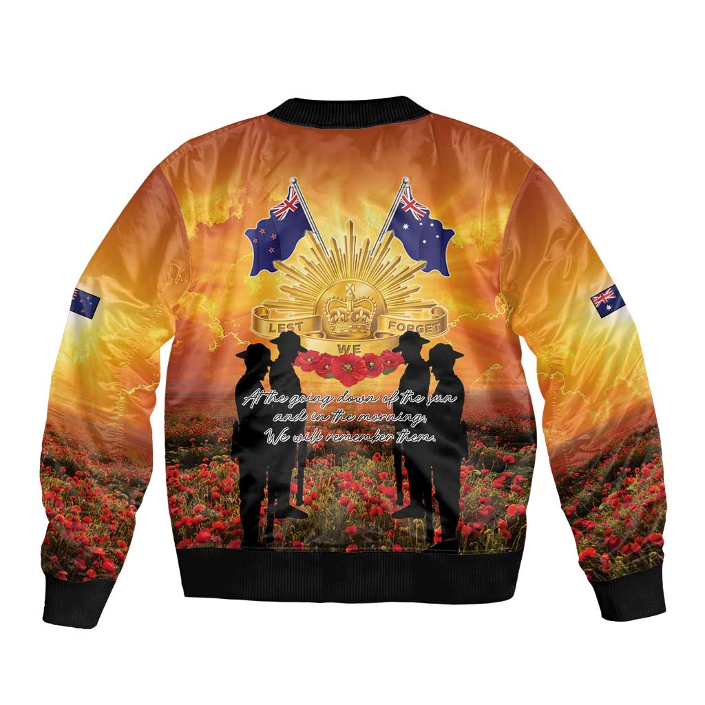 ANZAC Day Bomber Jacket Remembrance Tribute Soldiers And Poppy Field
