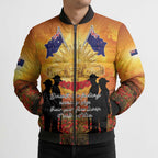 ANZAC Day Bomber Puffer Jacket Remembrance Tribute Soldiers And Poppy Field