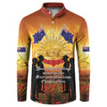 ANZAC Day Button Sweatshirt Remembrance Tribute Soldiers And Poppy Field