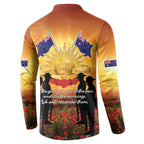 ANZAC Day Button Sweatshirt Remembrance Tribute Soldiers And Poppy Field