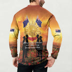 ANZAC Day Button Sweatshirt Remembrance Tribute Soldiers And Poppy Field