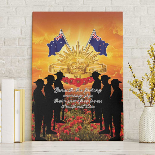 ANZAC Day Canvas Wall Art Remembrance Tribute Soldiers And Poppy Field