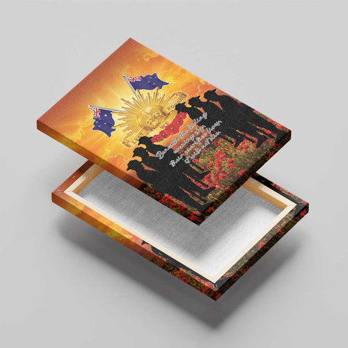 ANZAC Day Canvas Wall Art Remembrance Tribute Soldiers And Poppy Field