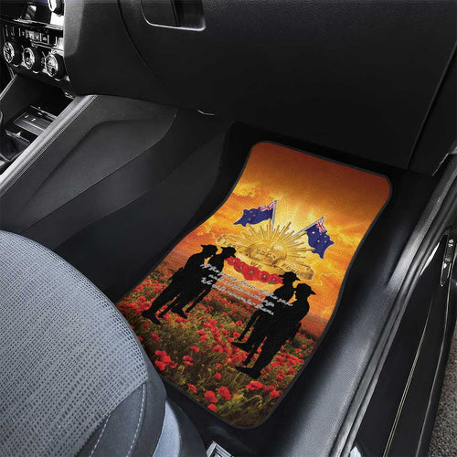 ANZAC Day Car Mats Remembrance Tribute Soldiers And Poppy Field