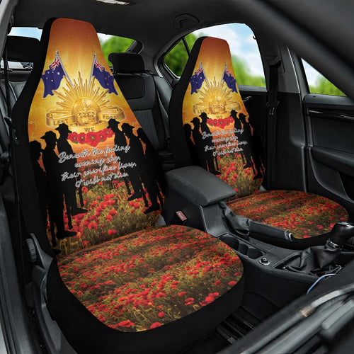 ANZAC Day Car Seat Cover Remembrance Tribute Soldiers And Poppy Field