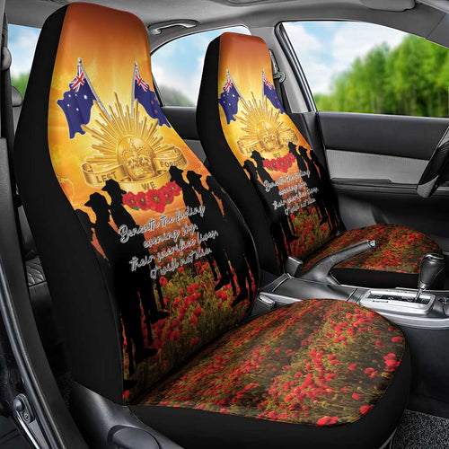 ANZAC Day Car Seat Cover Remembrance Tribute Soldiers And Poppy Field