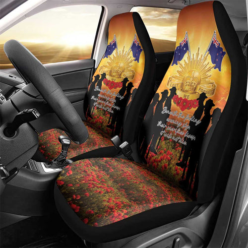ANZAC Day Car Seat Cover Remembrance Tribute Soldiers And Poppy Field