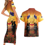 ANZAC Day Couples Matching Short Sleeve Bodycon Dress and Hawaiian Shirt Remembrance Tribute Soldiers And Poppy Field