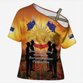 ANZAC Day Cross Shoulder Shirt Remembrance Tribute Soldiers And Poppy Field
