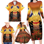 ANZAC Day Family Matching Long Sleeve Bodycon Dress and Hawaiian Shirt Remembrance Tribute Soldiers And Poppy Field