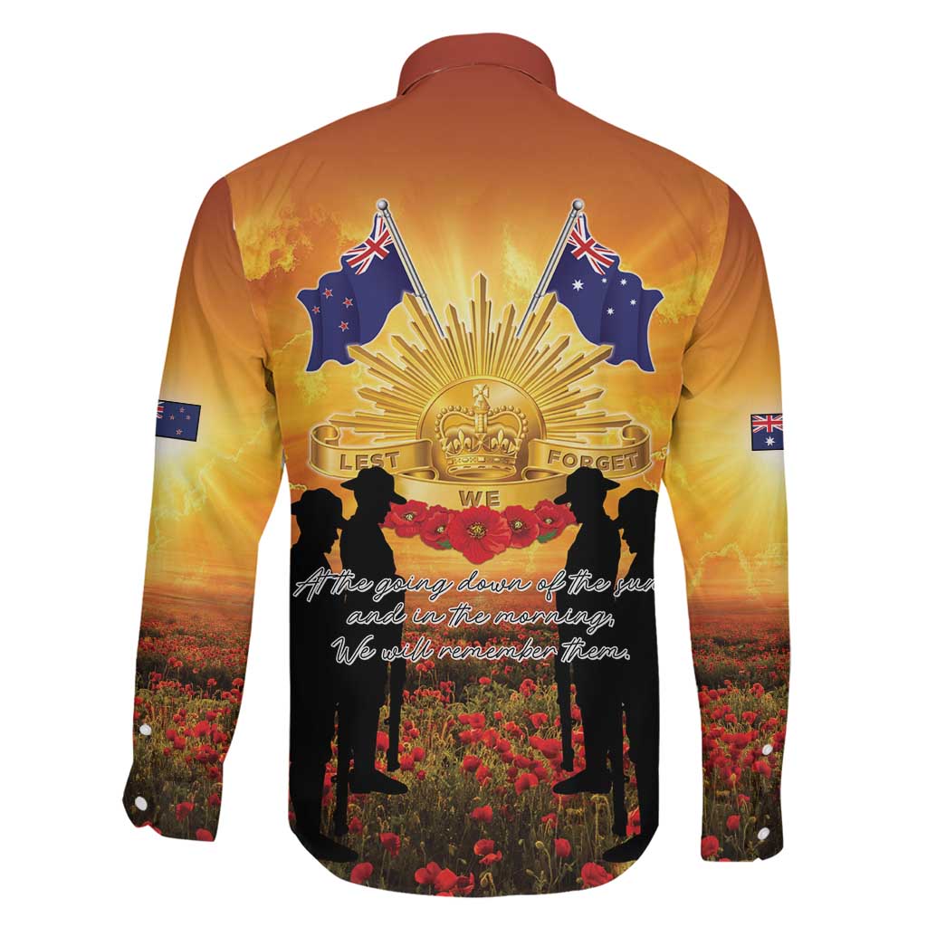 ANZAC Day Family Matching Long Sleeve Bodycon Dress and Hawaiian Shirt Remembrance Tribute Soldiers And Poppy Field