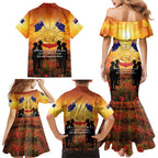 ANZAC Day Family Matching Mermaid Dress and Hawaiian Shirt Remembrance Tribute Soldiers And Poppy Field