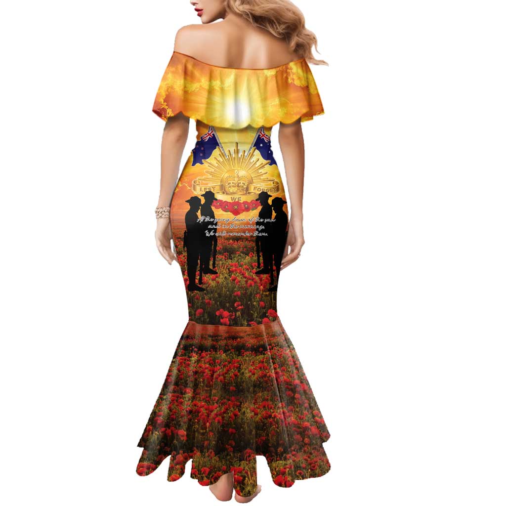 ANZAC Day Family Matching Mermaid Dress and Hawaiian Shirt Remembrance Tribute Soldiers And Poppy Field