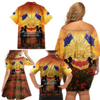 ANZAC Day Family Matching Off Shoulder Short Dress and Hawaiian Shirt Remembrance Tribute Soldiers And Poppy Field