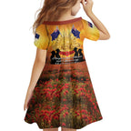ANZAC Day Family Matching Short Sleeve Bodycon Dress and Hawaiian Shirt Remembrance Tribute Soldiers And Poppy Field