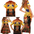 ANZAC Day Family Matching Short Sleeve Bodycon Dress and Hawaiian Shirt Remembrance Tribute Soldiers And Poppy Field