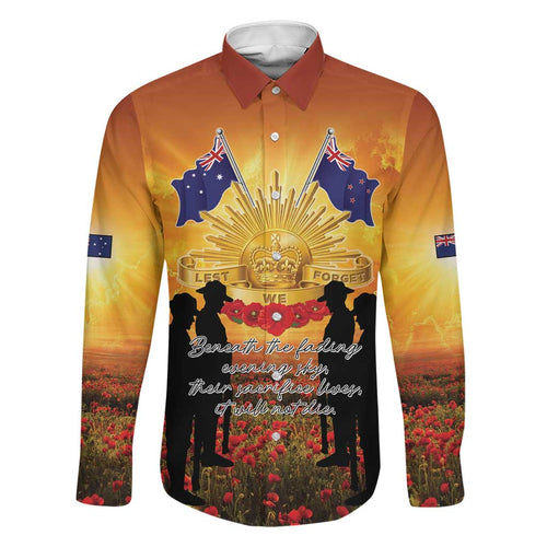ANZAC Day Family Matching Short Sleeve Bodycon Dress and Hawaiian Shirt Remembrance Tribute Soldiers And Poppy Field