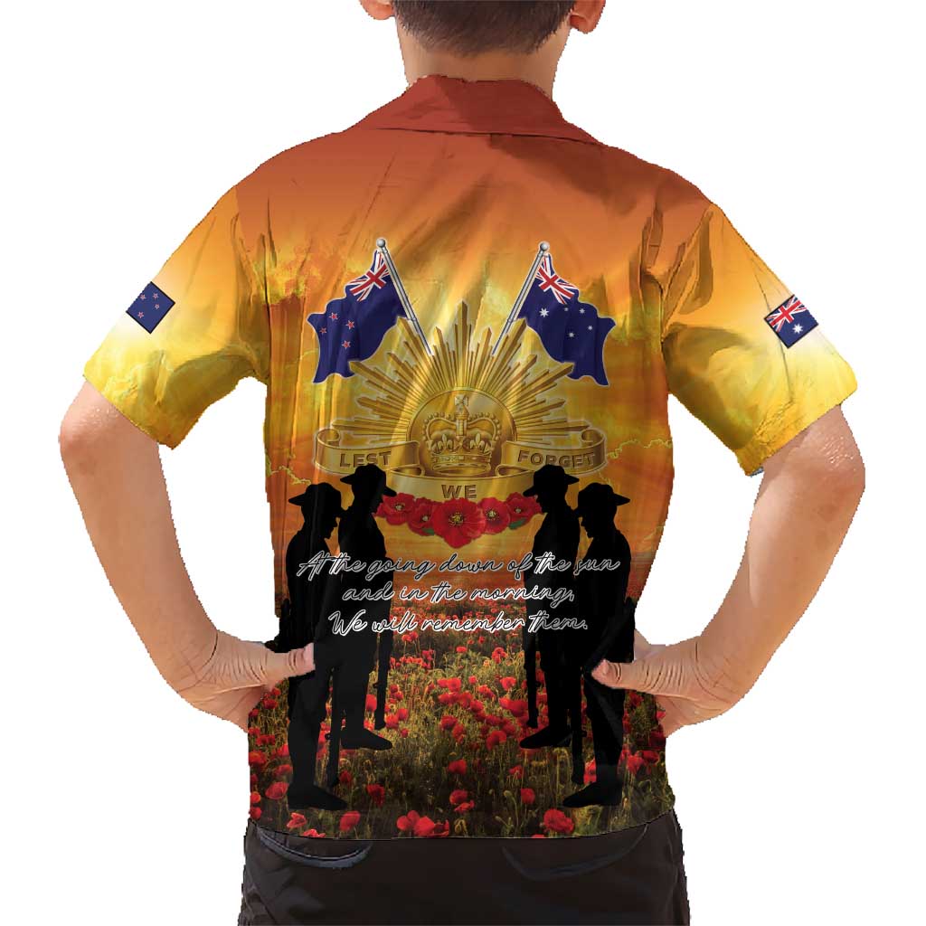 ANZAC Day Family Matching Tank Maxi Dress and Hawaiian Shirt Remembrance Tribute Soldiers And Poppy Field