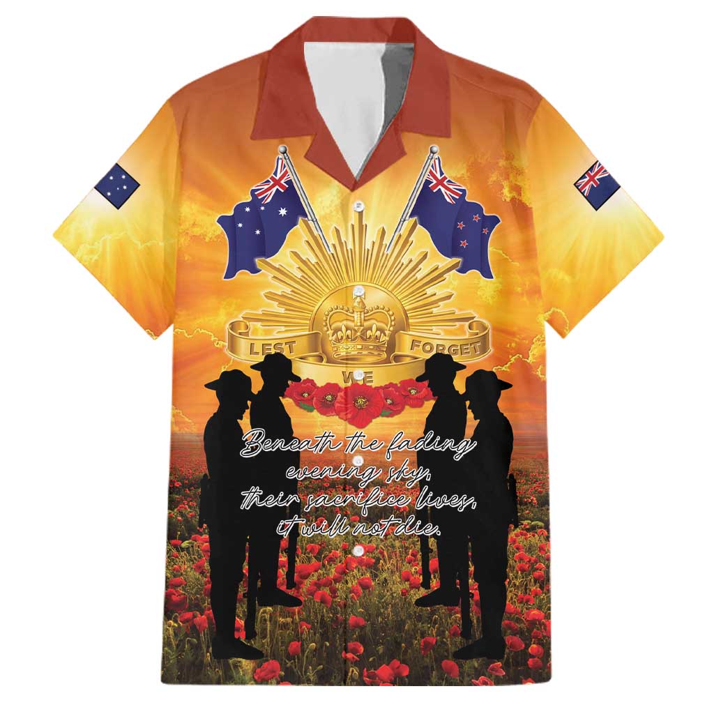 ANZAC Day Family Matching Tank Maxi Dress and Hawaiian Shirt Remembrance Tribute Soldiers And Poppy Field