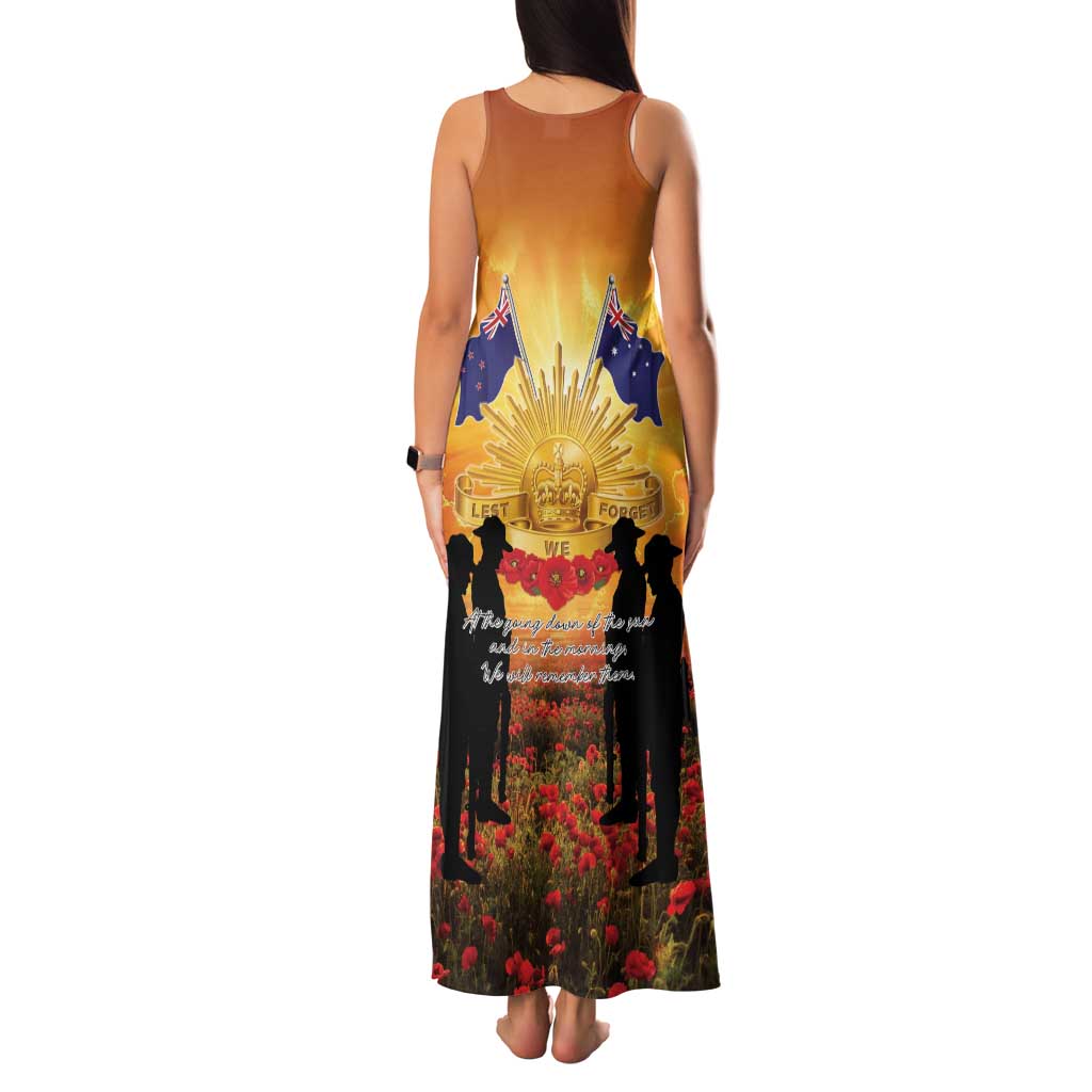 ANZAC Day Family Matching Tank Maxi Dress and Hawaiian Shirt Remembrance Tribute Soldiers And Poppy Field